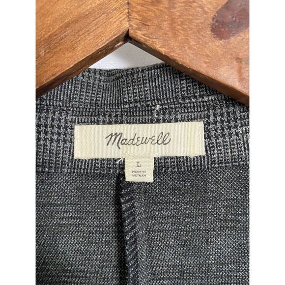Madewell Blazer Oversized Jacket Knit Glen Plaid Black Gray Women's Size L - Picture 8 of 8